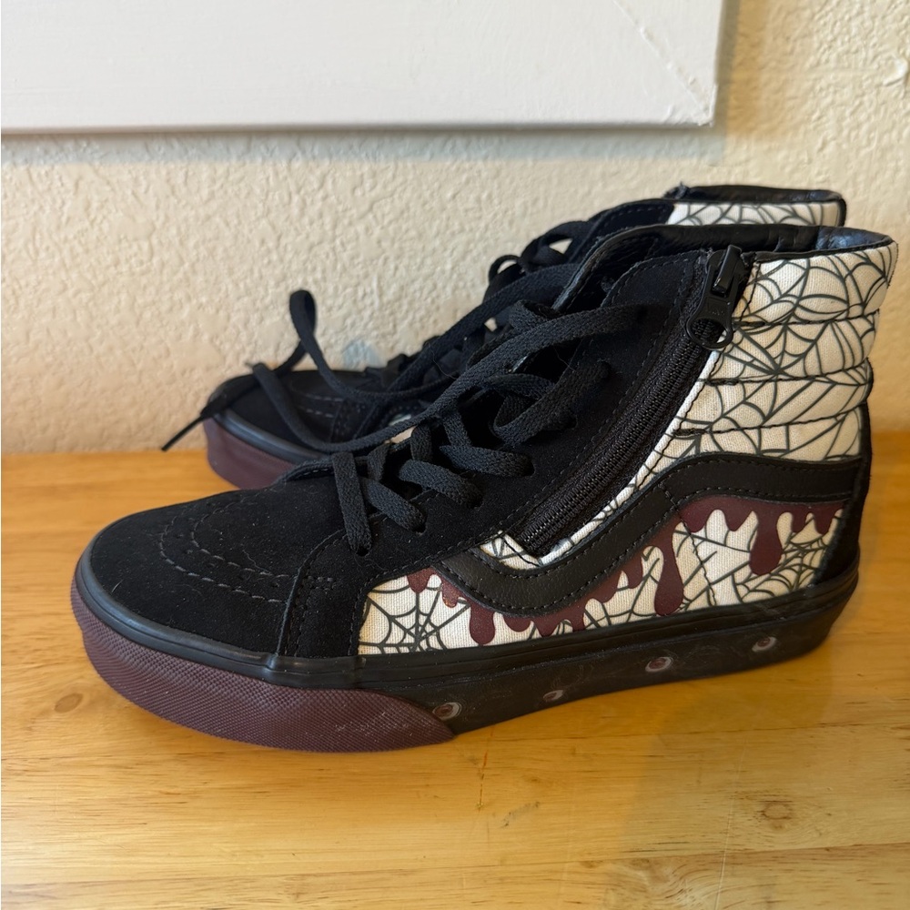 Vans Kids Black and White Spider Web  Sneakers